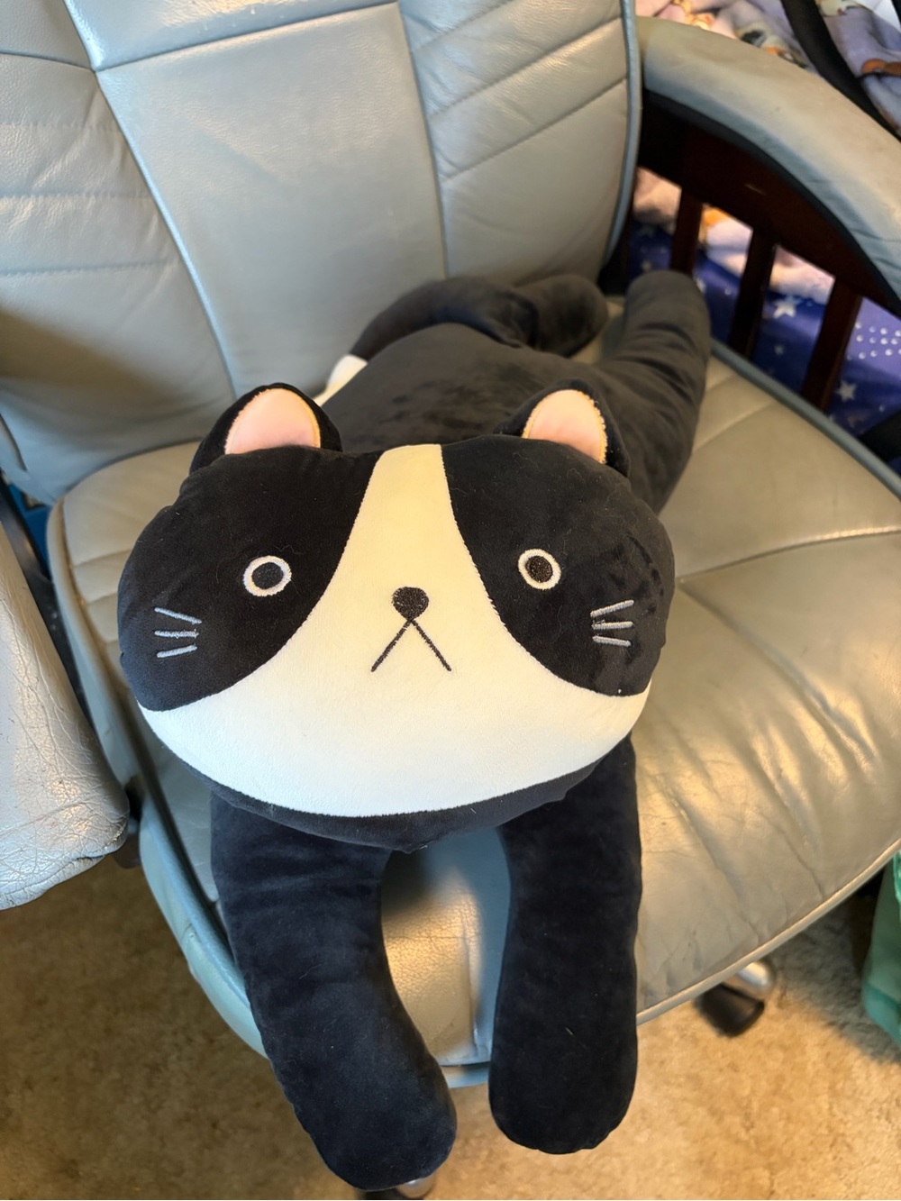 Large Tuxedo Cat Plush Pillow